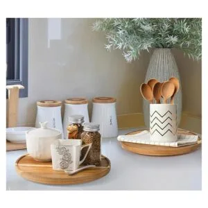 ACIAZAAZ Lazy Susan Organizadores de madera de acacia de_6