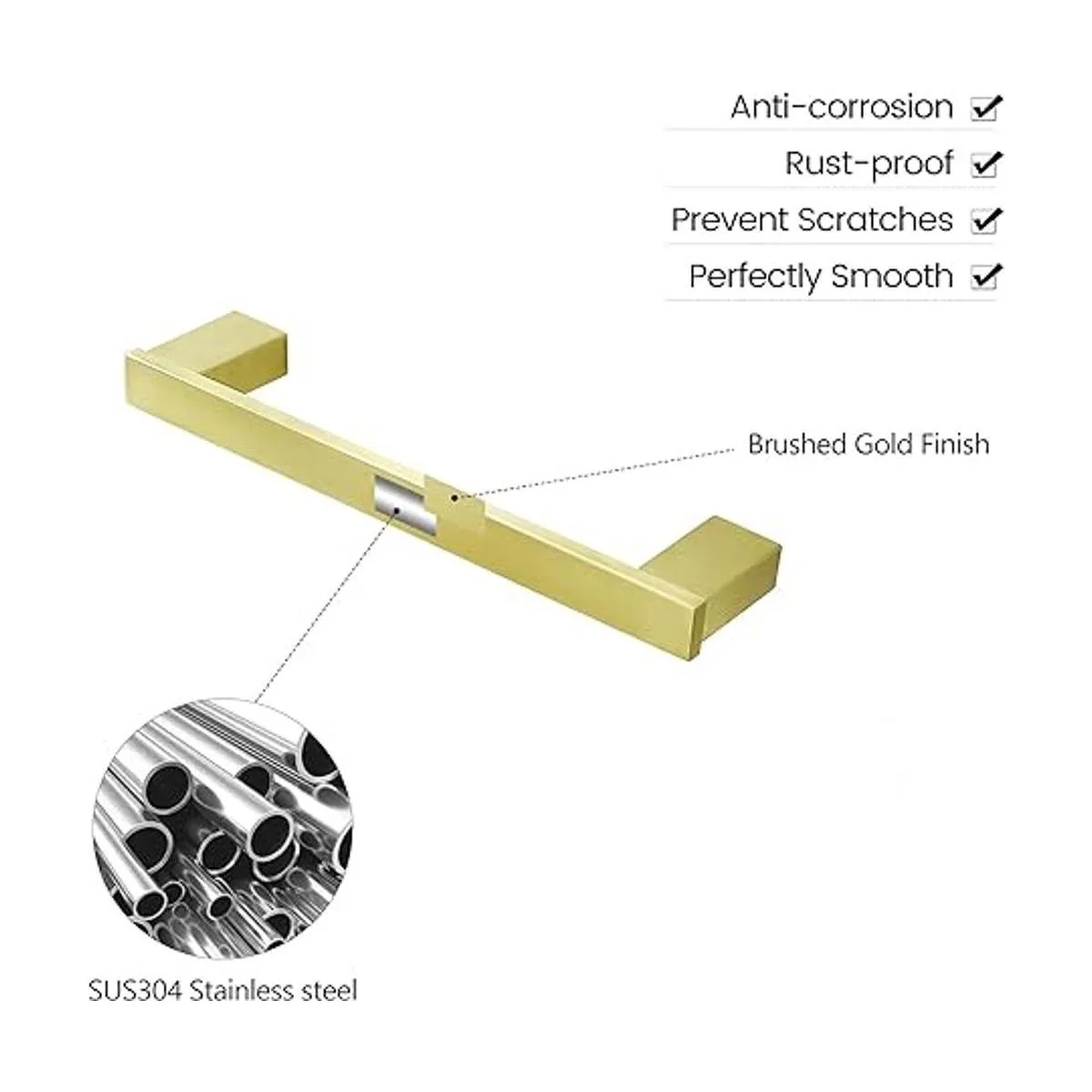 BATHSIR Gold Towel Bar Brushed Gold Towel Rack 12 Inch_5