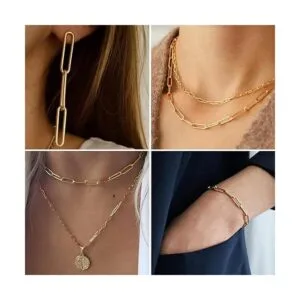 UMAOKANG Cadena de oro de 16.4 pies con clip ovalado de_4