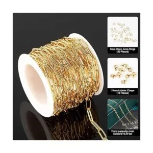 UMAOKANG Cadena de oro de 16.4 pies con clip ovalado de_3