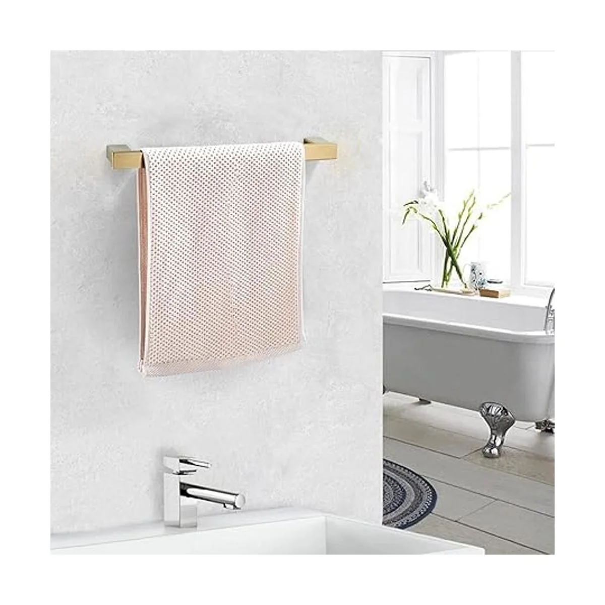 BATHSIR Gold Towel Bar Brushed Gold Towel Rack 12 Inch_4