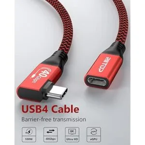 Cable de extensión USB 4 de 40 Gbps 2.6 pies en ángulo_2