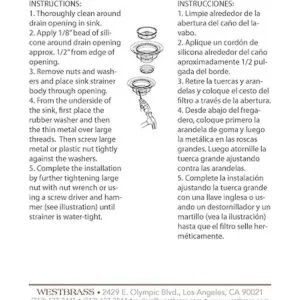 Westbrass D21407 Colador de cesta de cocina para_4