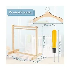 Perchero de ropa para muñecas con 10 piezas de madera para_2