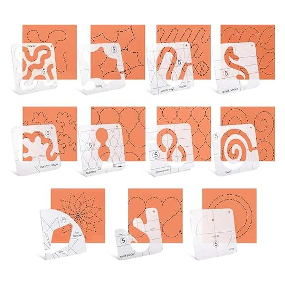 Juego de 14 plantillas de acolchado de movimiento libre_4