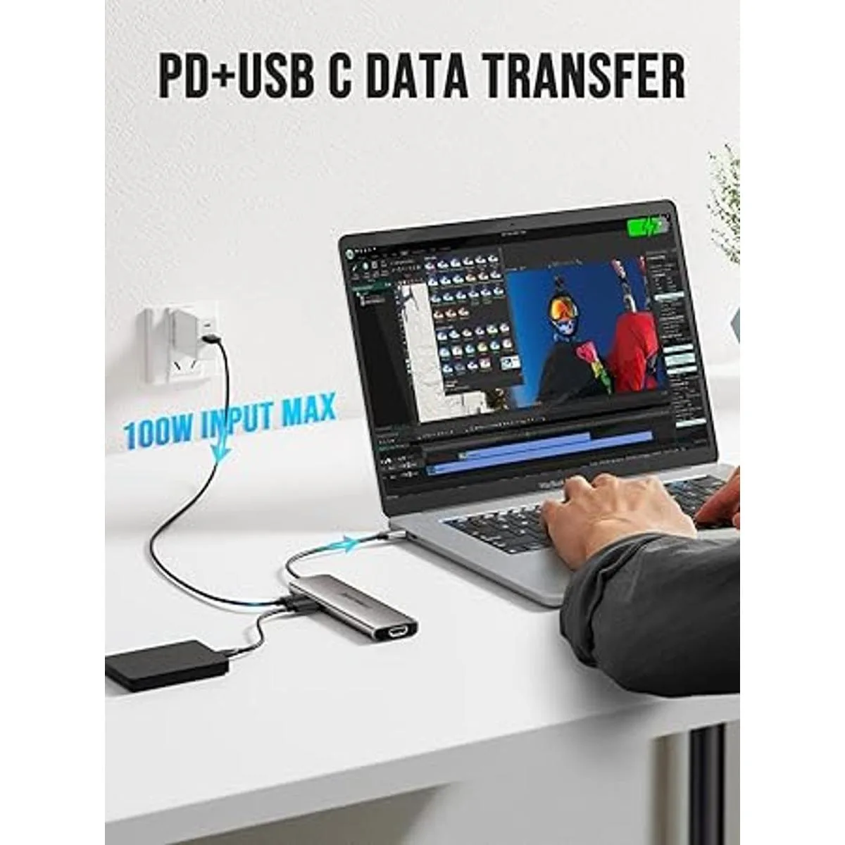 Lemorele 8in1 USB C Hub Multiport Adapter USBC Hub with_4