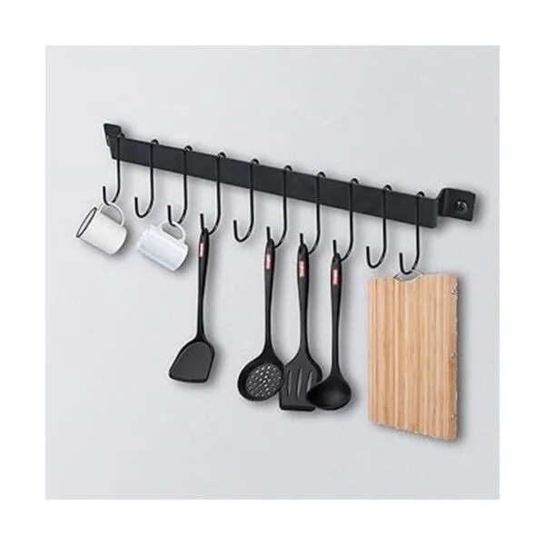 Soporte para utensilios riel de cocina con 10 ganchos_7