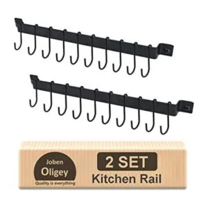 Soporte para utensilios riel de cocina con 10 ganchos_1