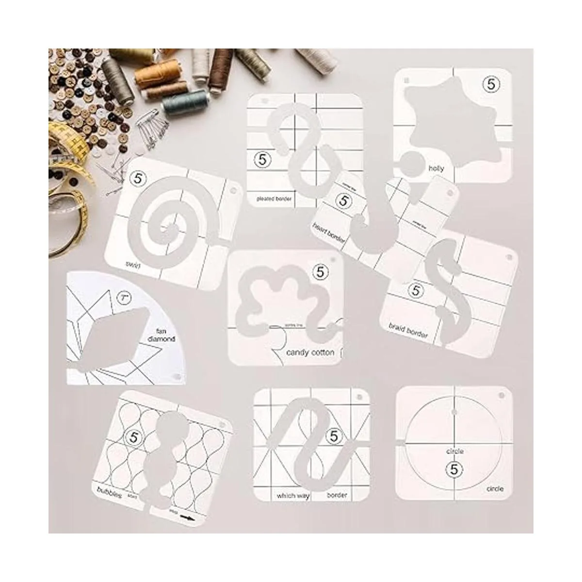 Juego de 14 plantillas de acolchado de movimiento libre_5