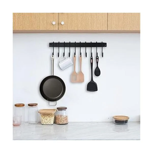 Soporte para utensilios riel de cocina con 10 ganchos_6
