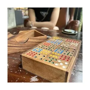 NUTTA Juegos de dominó de madera 56 azulejos de dominó_4