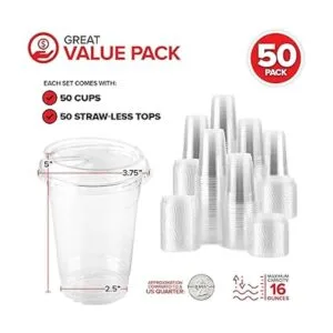 Tazas de plástico transparente de 16 onzas con tapas_2