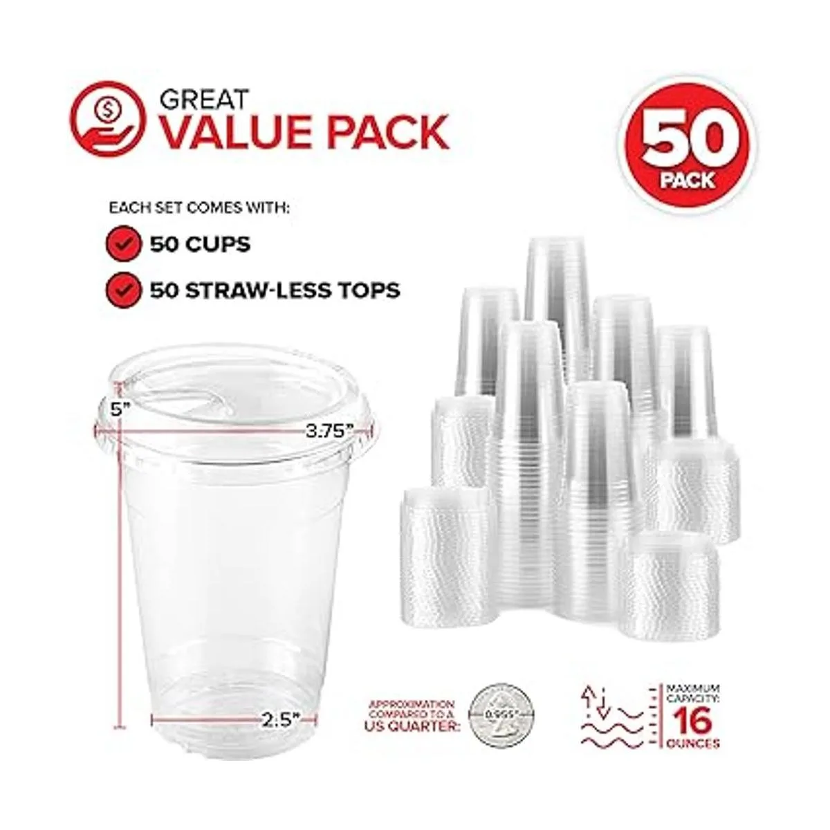 Tazas de plástico transparente de 16 onzas con tapas_2