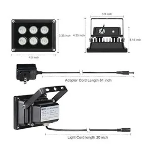 Univivi Iluminador infrarrojo 850 nm 6 LED de 90 grados_5