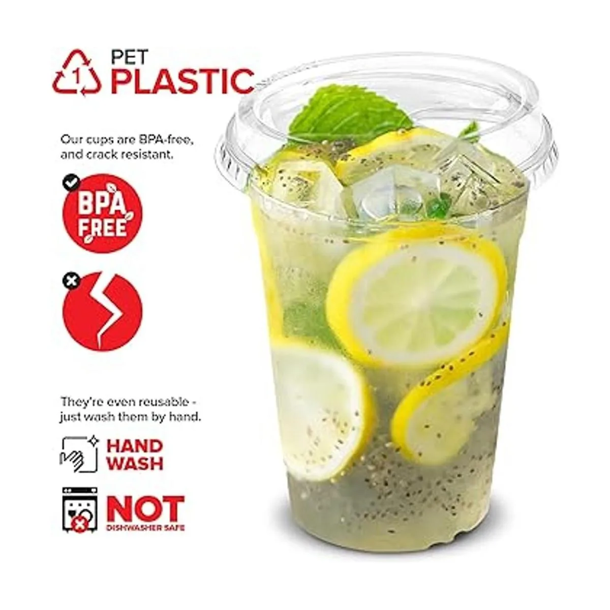 Tazas de plástico transparente de 16 onzas con tapas_3