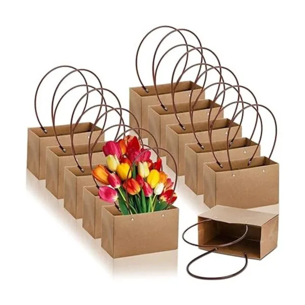 DEAYOU Paquete de 10 bolsas de regalo de flores de papel_3