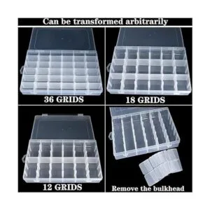 4pack 36 Grids Plastic Clear Organizer Box Bead Storage_4