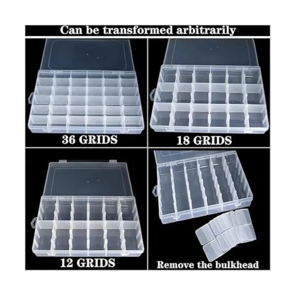 4pack 36 Grids Plastic Clear Organizer Box Bead Storage_4