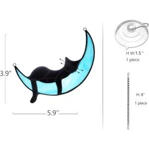 BOXCASA Gato negro durmiendo en la luna vidrieras_2