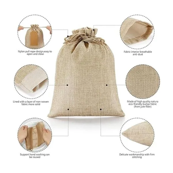 25 bolsas de regalo de arpillera con cordón bolsas de_3