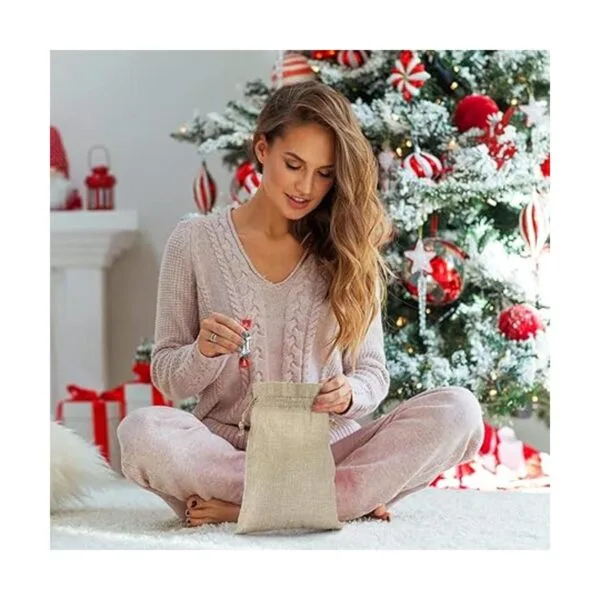 25 bolsas de regalo de arpillera con cordón bolsas de_6