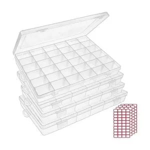 4pack 36 Grids Plastic Clear Organizer Box Bead Storage_1