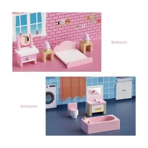 Juego de muebles de madera para casa de muñecas 22 piezas_4