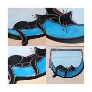 BOXCASA Gato negro durmiendo en la luna vidrieras_3