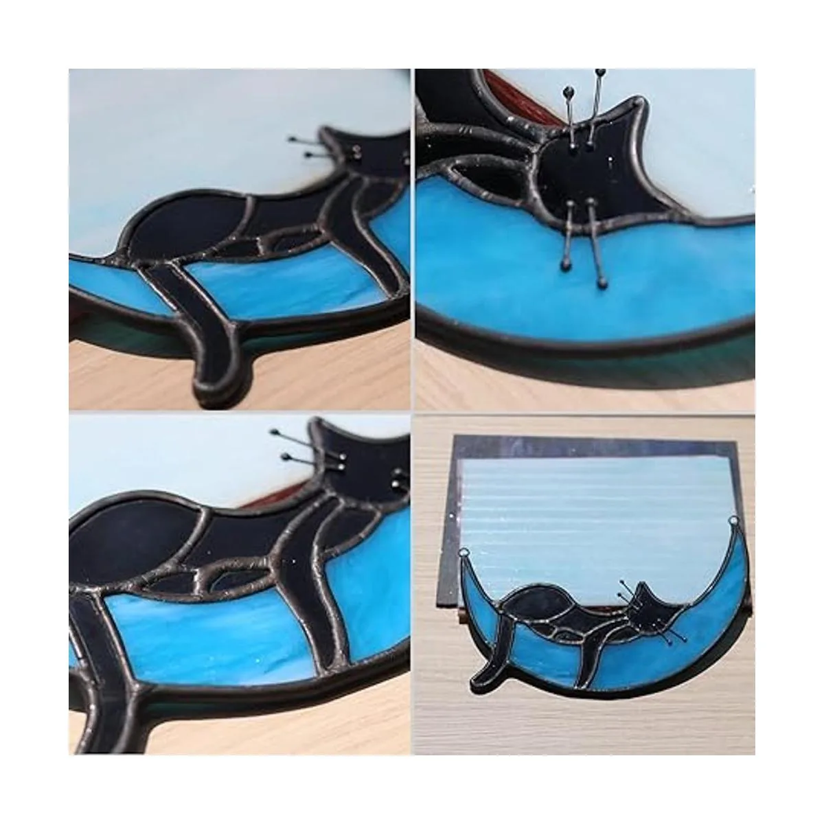 BOXCASA Gato negro durmiendo en la luna vidrieras_3