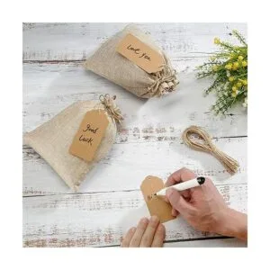 25 bolsas de regalo de arpillera con cordón bolsas de_5