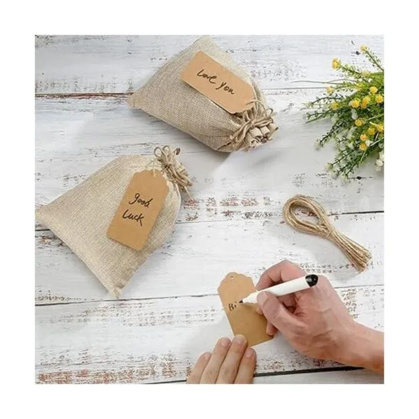 25 bolsas de regalo de arpillera con cordón bolsas de_5