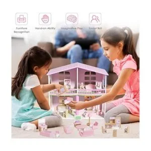 Juego de muebles de madera para casa de muñecas 22 piezas_5