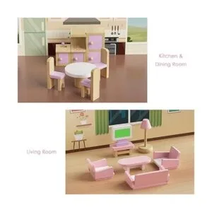 Juego de muebles de madera para casa de muñecas 22 piezas_3