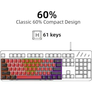 Snpurdiri Teclado mecánico 60 con cable mini teclado_2