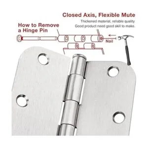 Paquete de 12 bisagras de puerta de níquel cepillado de 3_2