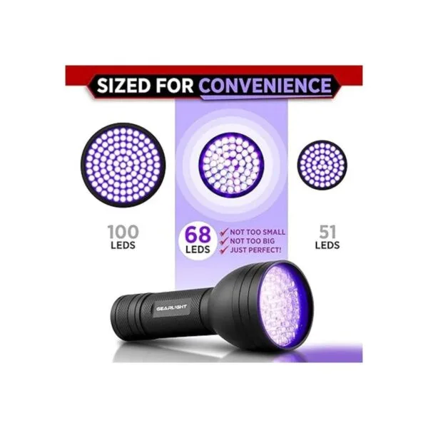 GearLight S68 Linterna UV con baterías luz negra_4
