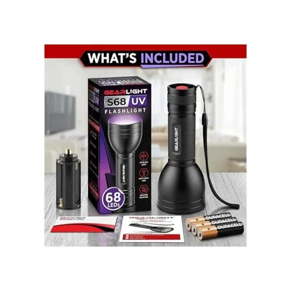 GearLight S68 Linterna UV con baterías luz negra_7