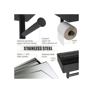 Sayoneyes Soporte de papel higiénico negro mate con_4