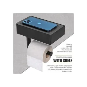 Sayoneyes Soporte de papel higiénico negro mate con_2