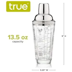 True Coctelera de vidrio con recetas de cóctel coctelera_3