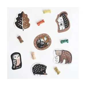 Wee Gallery Tarjetas de cordones de animales Woodland para_4