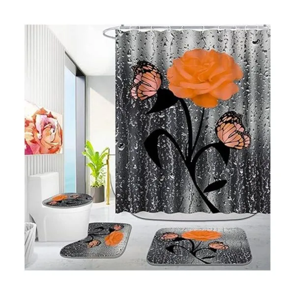 Poedist Juego de 4 cortinas de ducha decorativas de baño_5