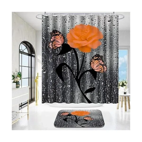 Poedist Juego de 4 cortinas de ducha decorativas de baño_2
