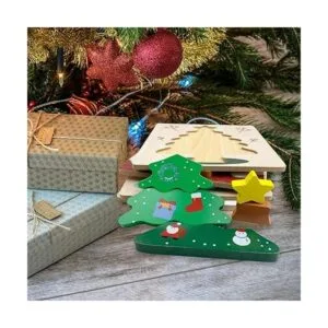 Anditoy Paquete de 4 rompecabezas de madera de Navidad_5