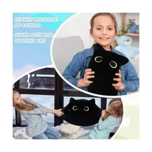 Juguete de peluche de gato negro 3D almohada de gato_3