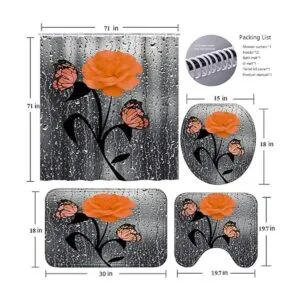 Poedist Juego de 4 cortinas de ducha decorativas de baño_6