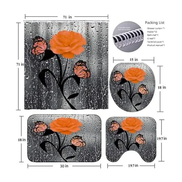 Poedist Juego de 4 cortinas de ducha decorativas de baño_6