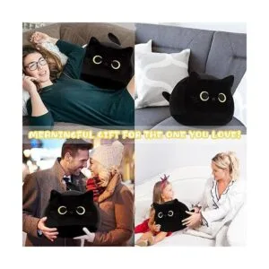 Juguete de peluche de gato negro 3D almohada de gato_6