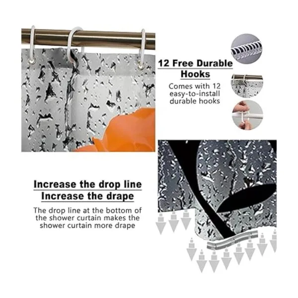 Poedist Juego de 4 cortinas de ducha decorativas de baño_3