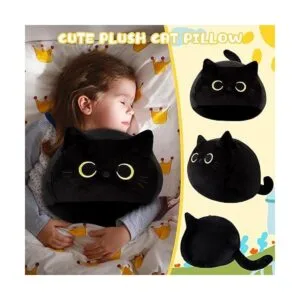Juguete de peluche de gato negro 3D almohada de gato_2